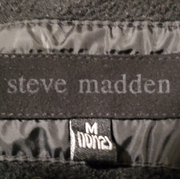 Steve Madden "Madden Girls" MEDIUM black puff coat with cinch waist, fur hood - Picture 5 of 6